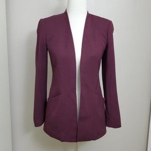 Theory Maroon/Burgundy Tavani Collarless Open Blazer